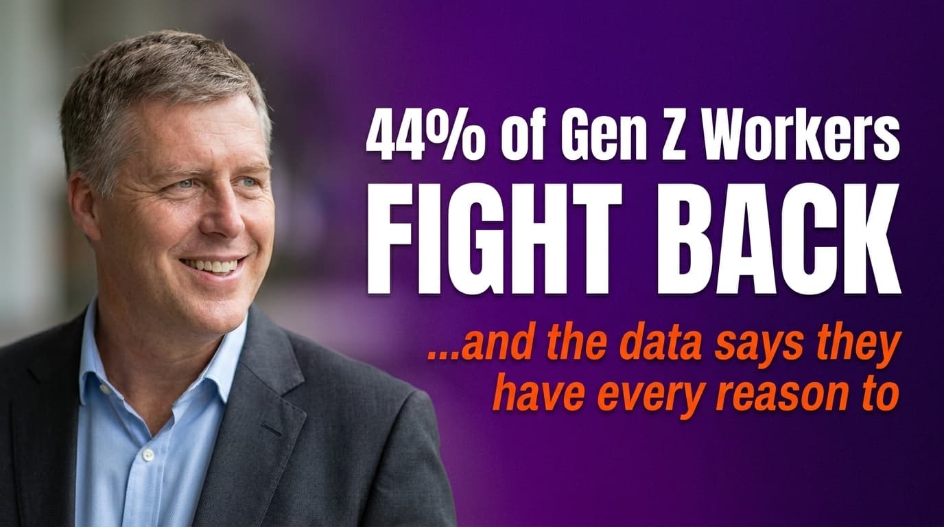 Brett Alegre-Wood beside bold headline: 44% of Gen Z are sabotaging your AI rollout