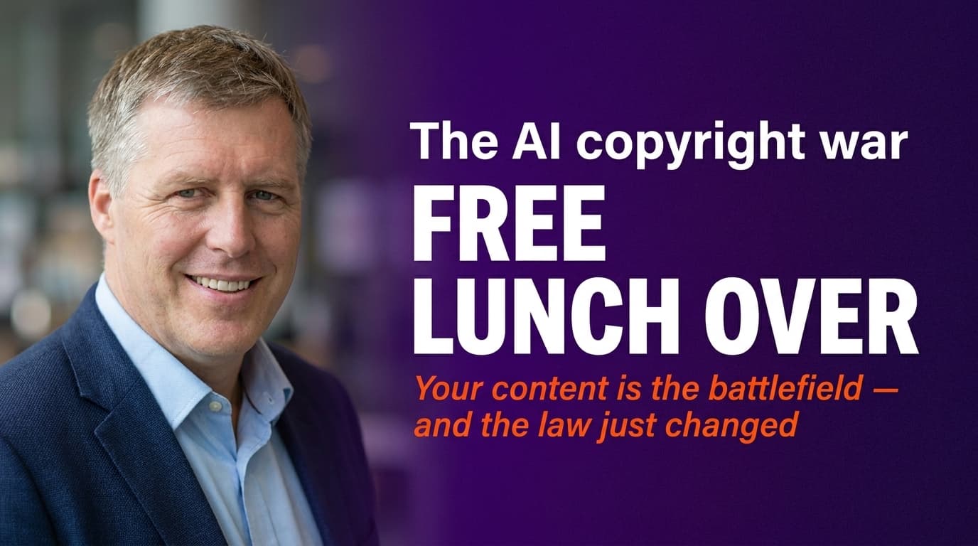Brett Alegre-Wood discussing AI copyright law changes in the UK and Australia and what they mean for business content strategy
