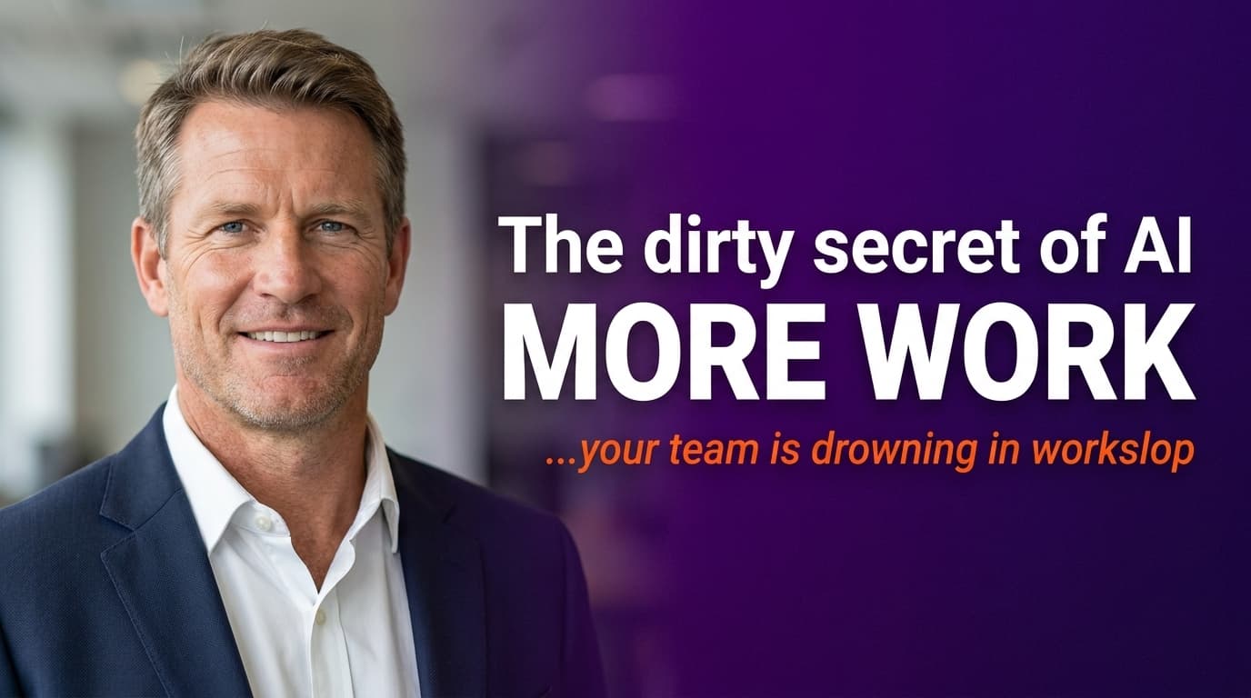 Brett Alegre-Wood with headline: Your AI is creating more work, not less, the 40% rework trap