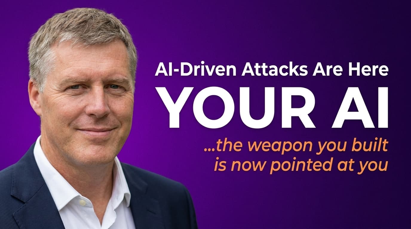 Brett Alegre-Wood with headline overlay: AI cybersecurity 2026, your tools are now the attack surface