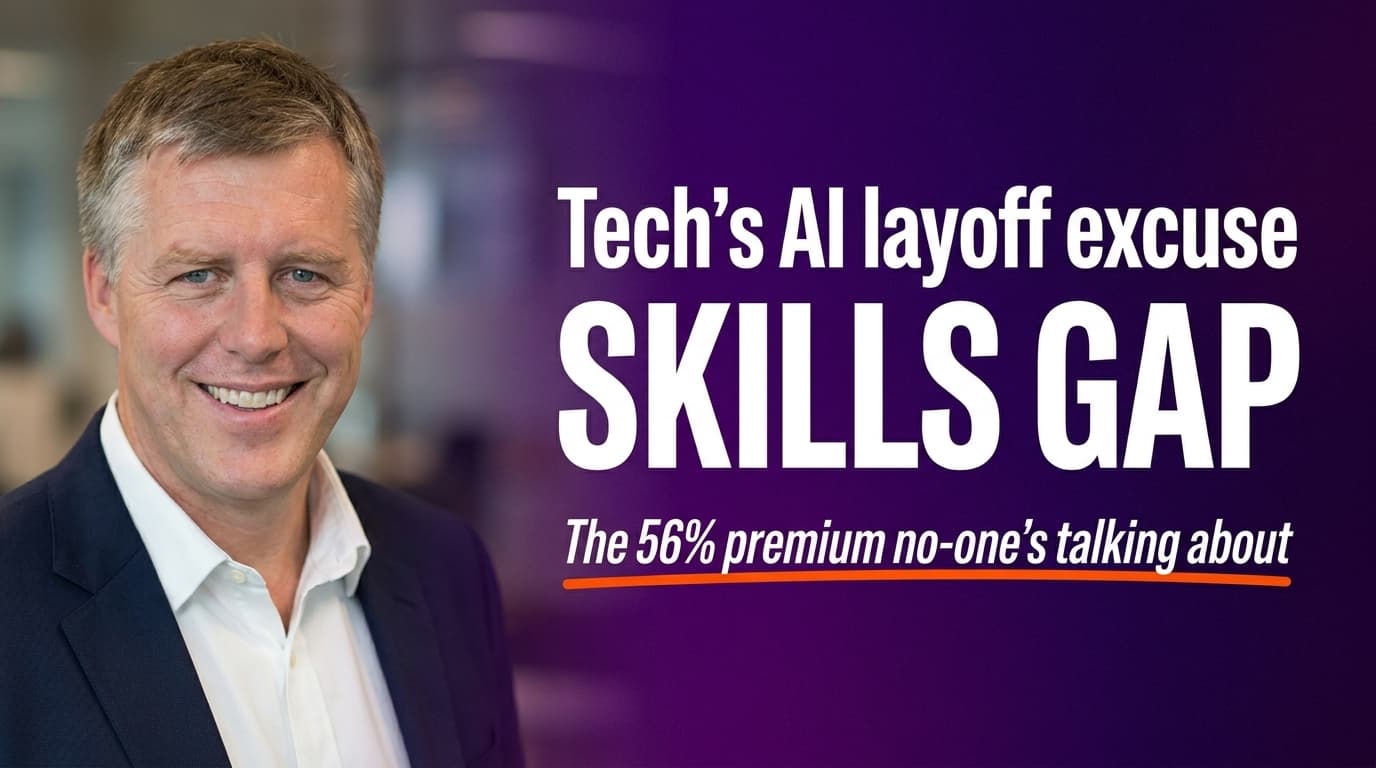 Brett Alegre-Wood with headline: Tech companies are blaming AI for layoffs, the real story is a skills gap crisis