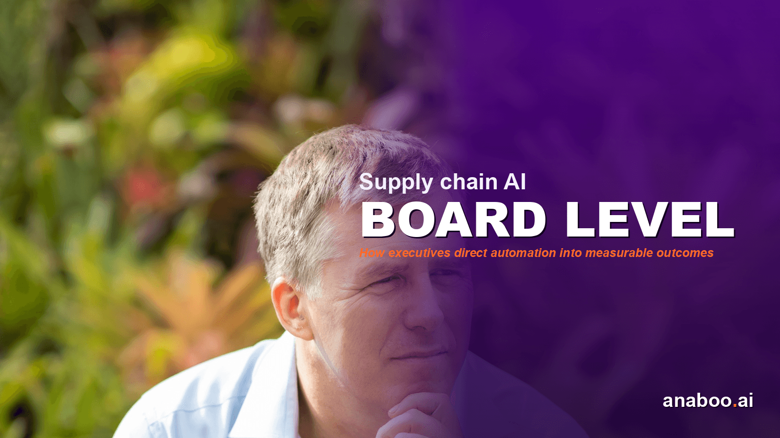 Senior executive presenting a supply chain automation dashboard to board members in a modern corporate boardroom