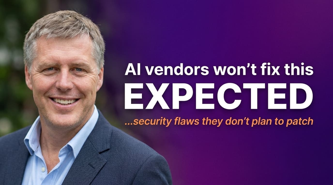 Businessman facing a cracked digital shield representing AI vendor security failures