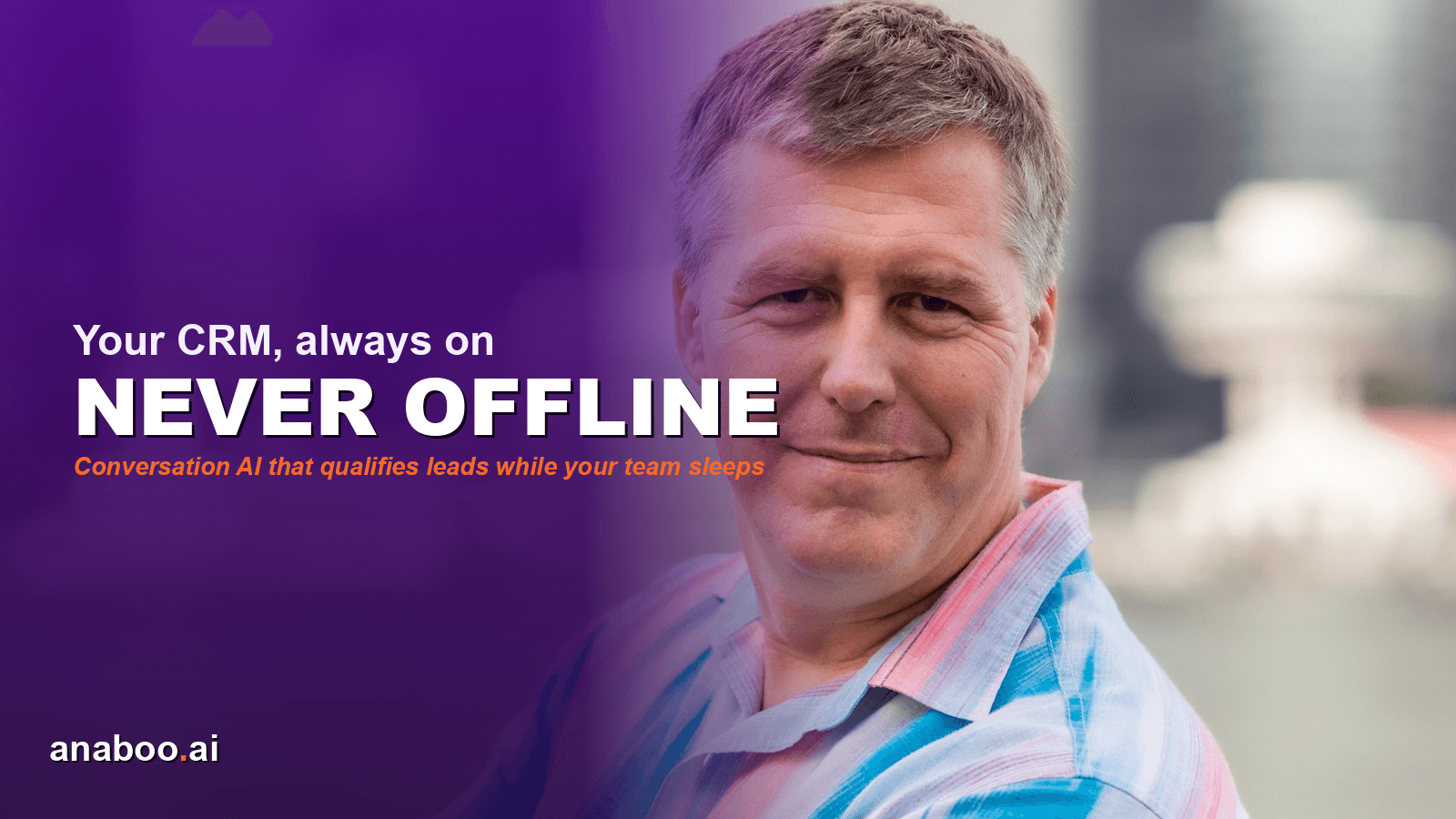 Business owner at a desk late at night, laptop open showing a CRM dashboard with live chat conversations and qualified leads arriving in real time