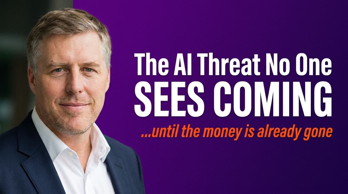 Brett Alegre-Wood against a dark background with the headline: The Deepfake That Could Destroy Your Business Overnight