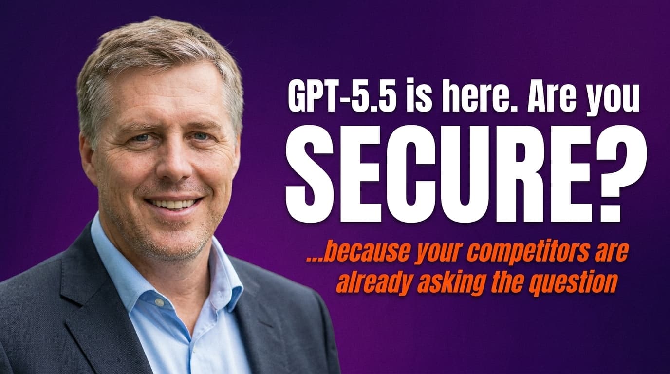 Brett Alegre-Wood against a dark digital background with headline: GPT-5.5 and OpenAI Daybreak: why secure AI is now a business imperative