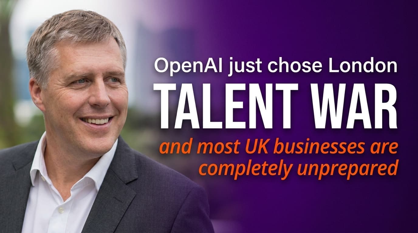 Brett Alegre-Wood with bold headline: OpenAI chose London, what the AI talent war means for your business