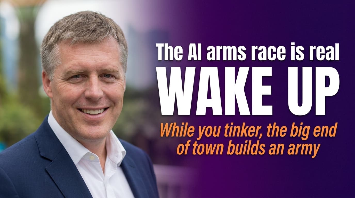 Brett Alegre-Wood with headline about OpenAI Frontier Alliance and the widening AI investment gap between enterprise and SME