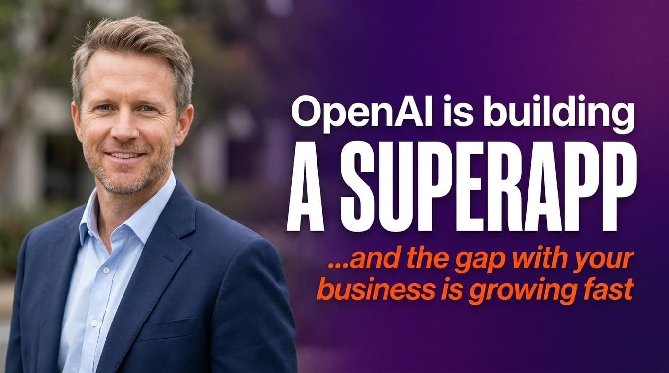 Brett Alegrewood presenting with headline about OpenAI superapp and Anthropic hitting $14 billion annual revenue run rate