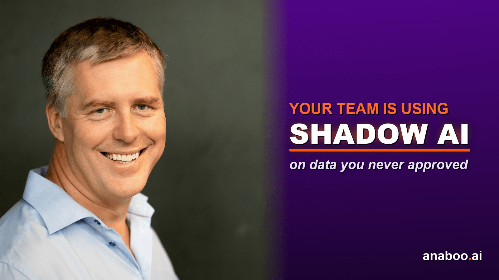 Office workers using laptops with AI tools open, partially obscured by shadows, suggesting hidden or unsanctioned activity on business data