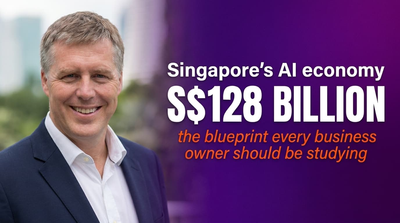 Brett Alegre-Wood presenting Singapore's S$128 billion AI-driven digital economy growth strategy for SME business owners