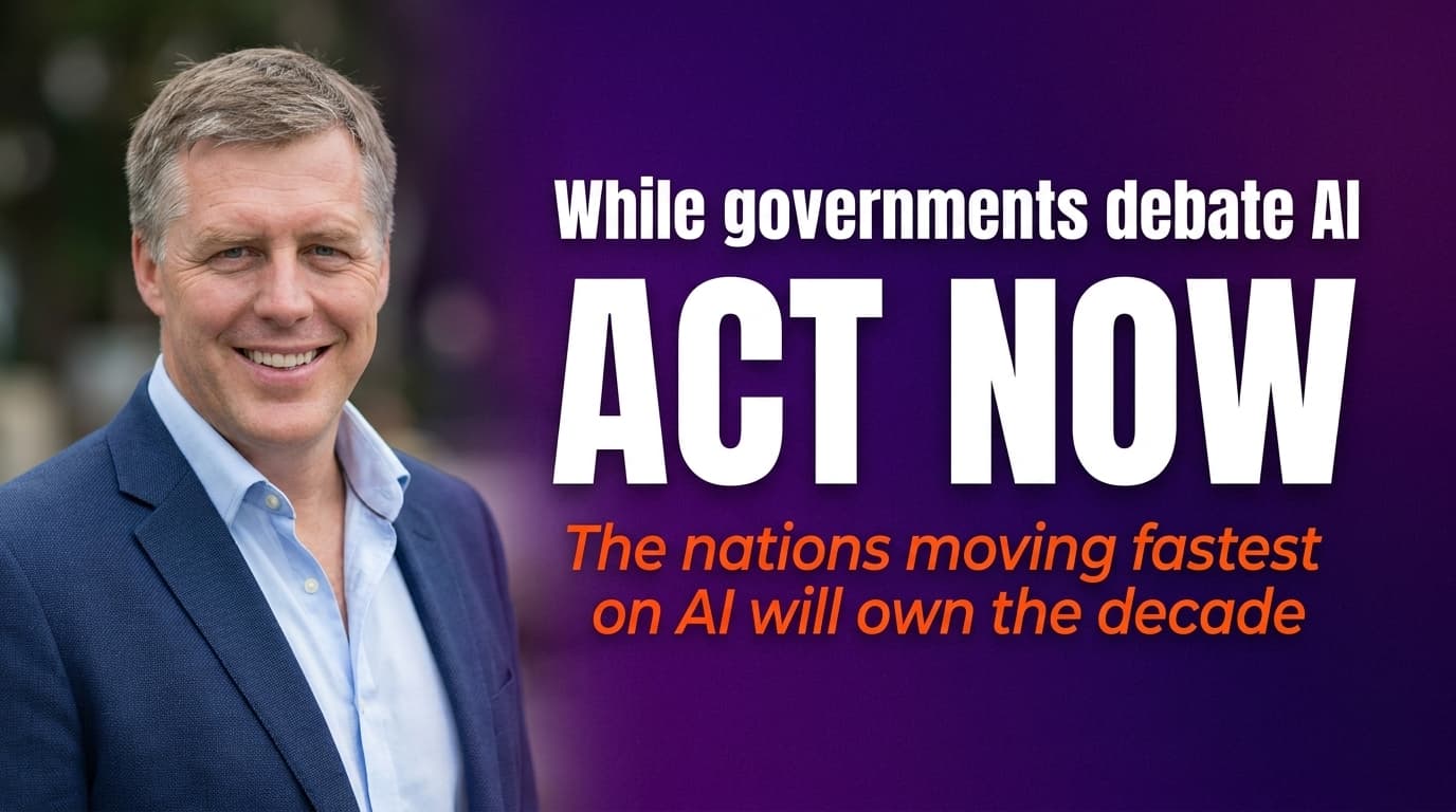 Brett Alegre-Wood presenting with headline: Singapore's national AI strategy is outpacing UK and Australian government policy