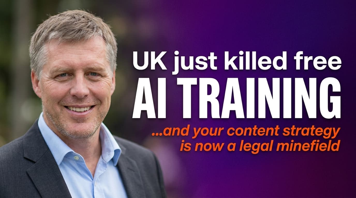 Brett Alegre-Wood presenting headline: The UK scrapped free AI training, every business using generative AI now inherits the legal risk