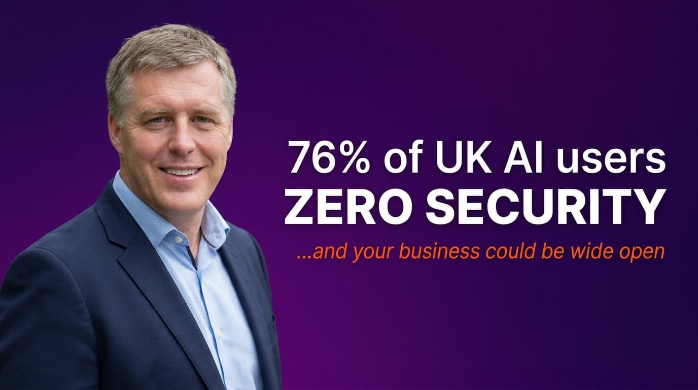 Brett Alegre-Wood with bold headline: 76% of UK AI adopters have no formal security protocols in place