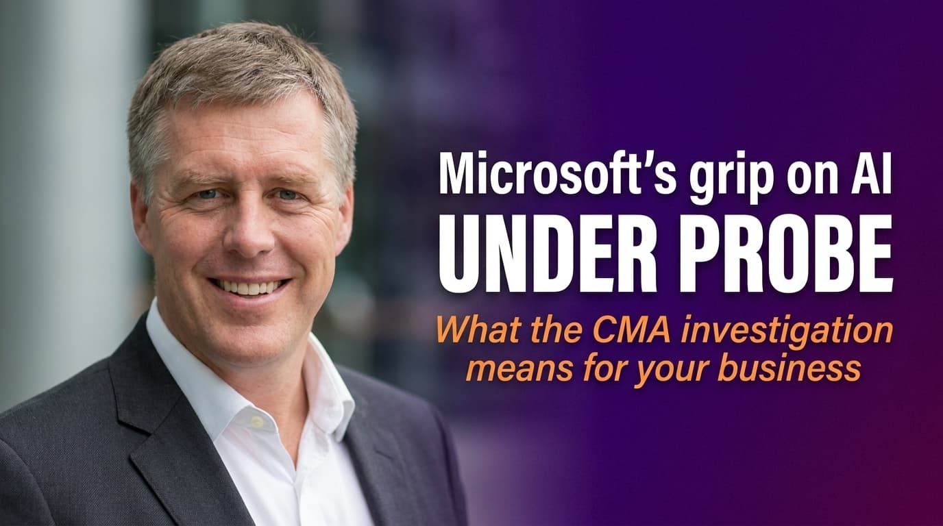 Brett Alegre-Wood discussing the UK CMA Strategic Market Status investigation into Microsoft's AI and software ecosystem