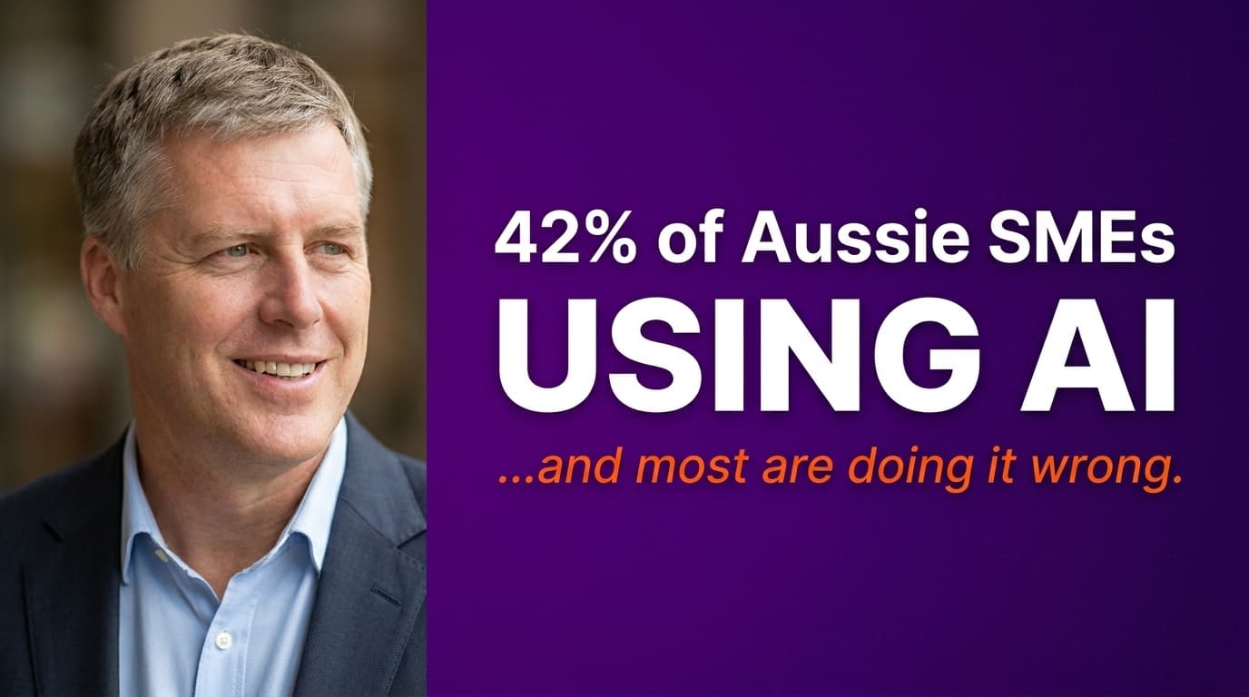 Brett Alegre-Wood discussing Australian SME AI adoption rates with the anaboo.ai brand mark